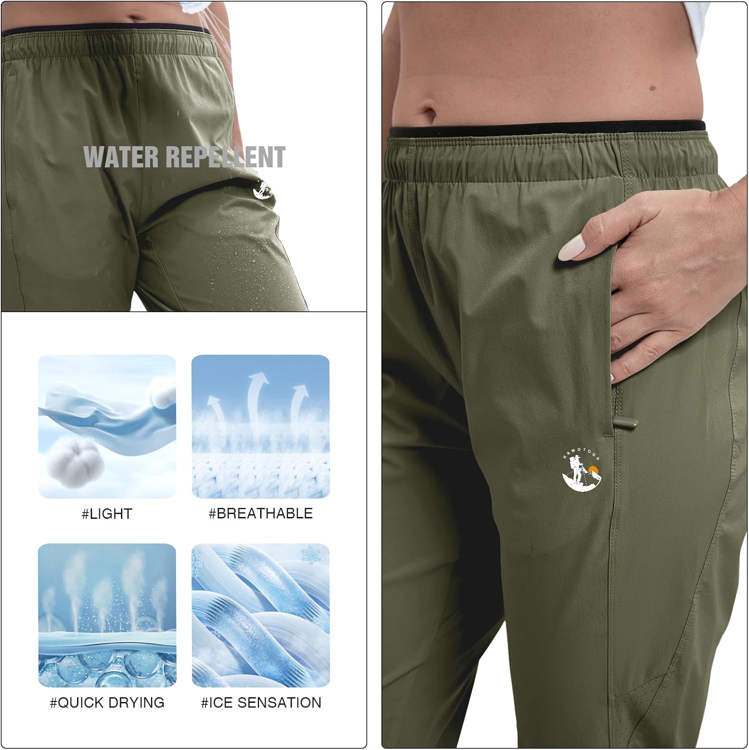 Women's Hiking Pants Slim Fit Quick Dry Lightweight Joggers Elastic Breathable Athletic Trousers Zipper Pockets - Image 5