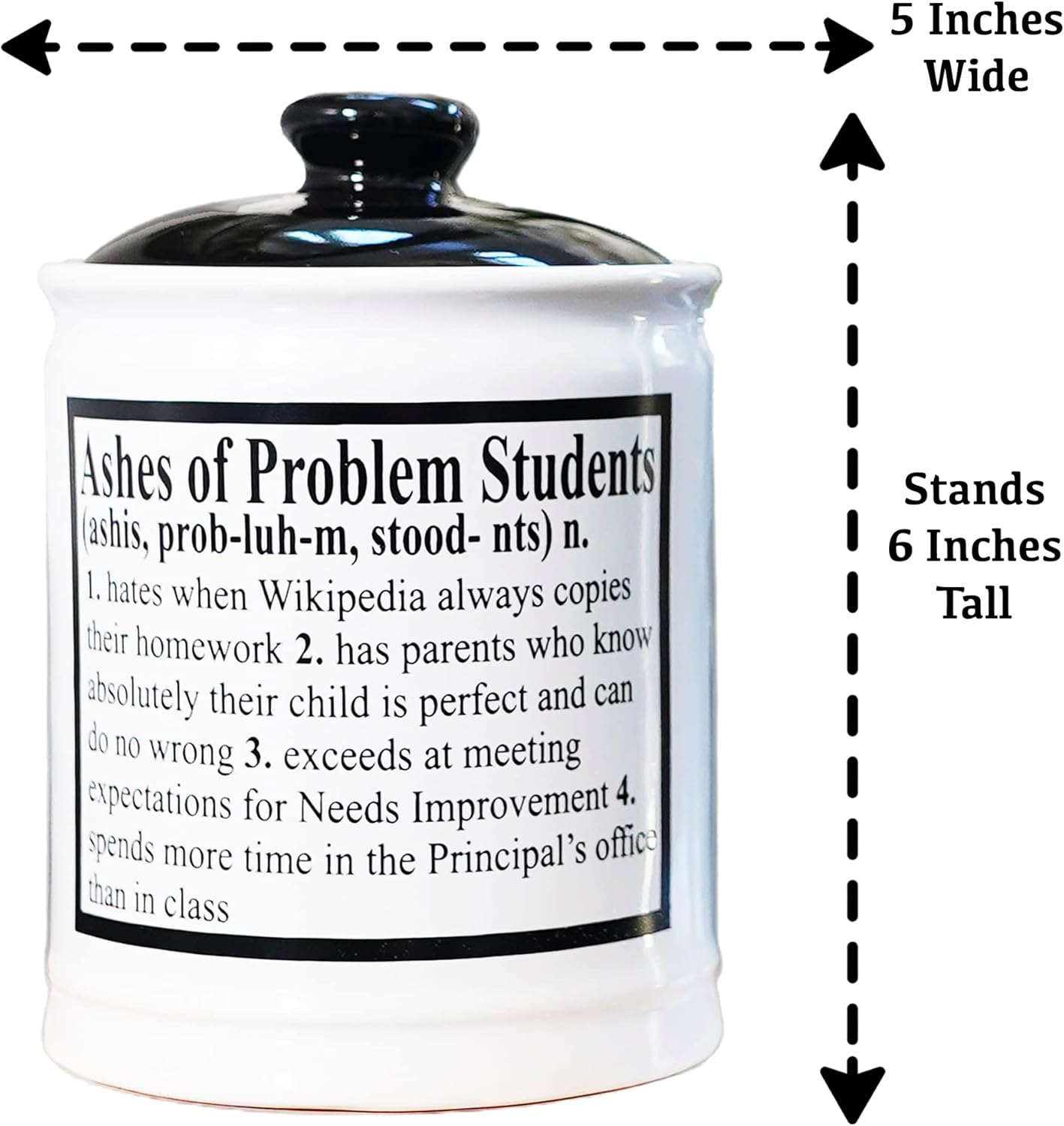 Cottage Creek Jars - Teacher Gifts, Ashes of Problem Students 6" Ceramic Decorative Jar with Lid, Gifts for Women, Men - Home & Office Decor for Teacher Appreciation
