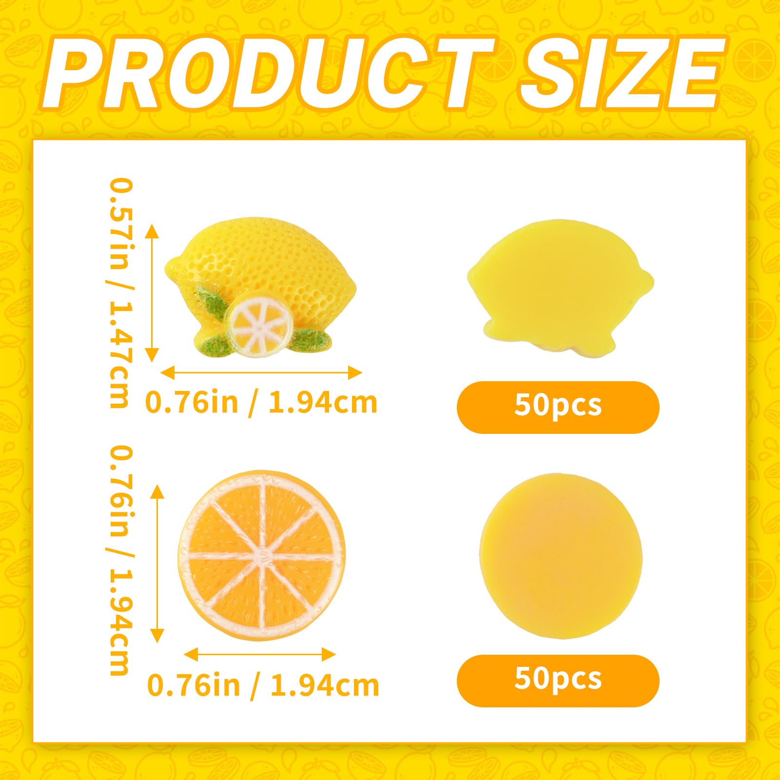 Hanycon 100pcs Artificial Lemons Flatblack Resin Lemon Fake Lemon for Scrapbooking Embellishment Hair Clip Headbands DIY Crafts