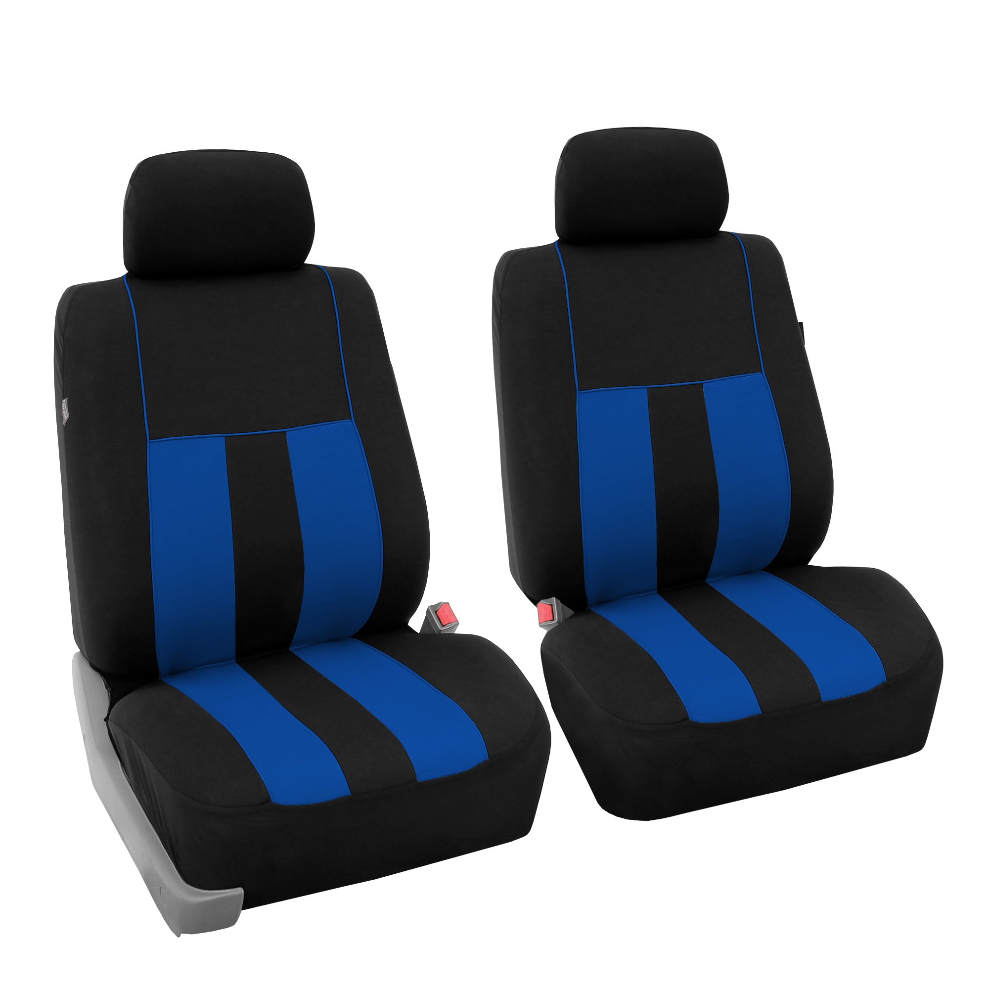 FH Group Car Seat Covers Front Set Cloth-Seat Covers for Low Back Car Seats with Removable Headrest,Universal Fit,Automotive Seat Cover,Airbag Compatible Car Seat Cover for SUV,Sedan,Van Blue