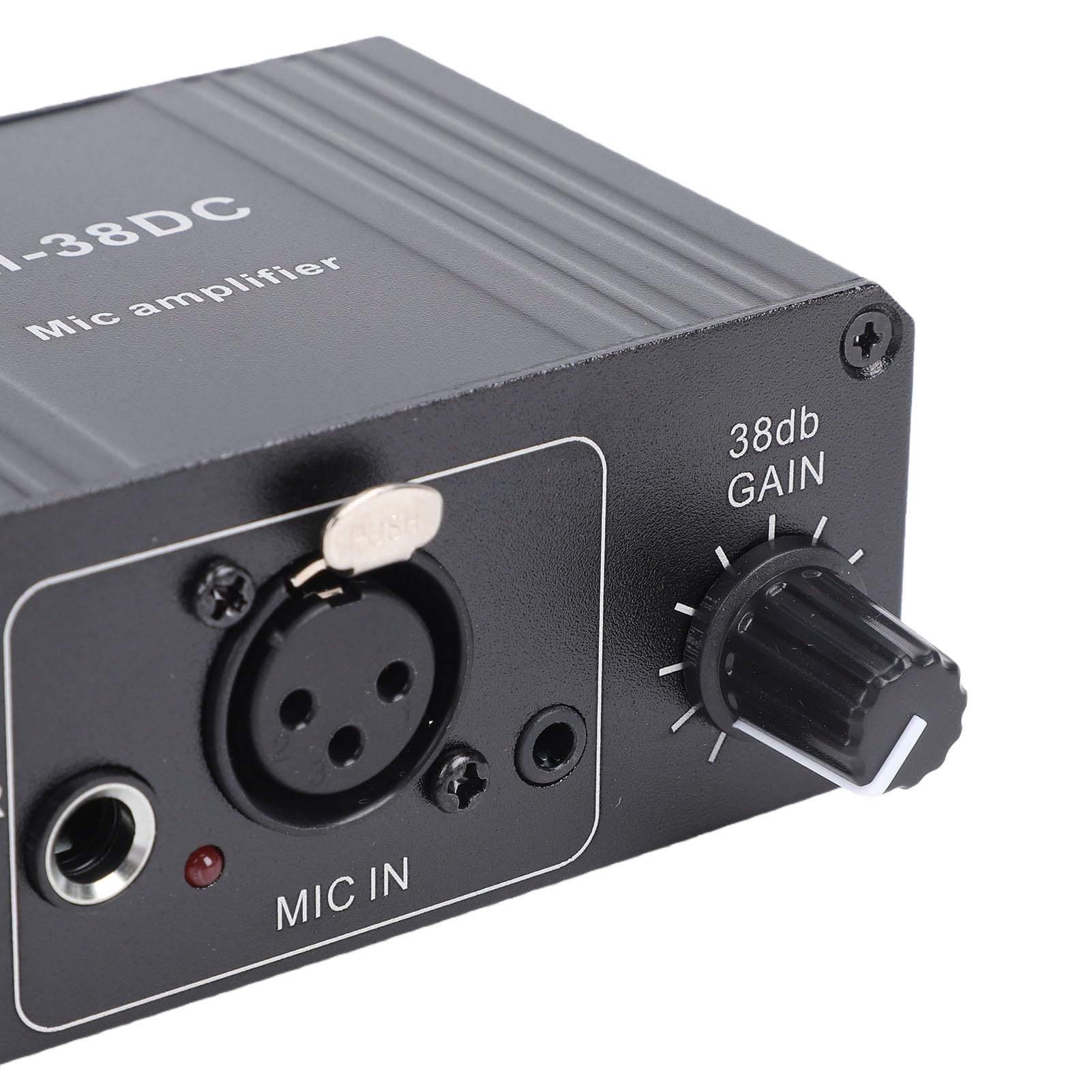Preamplificador de Micrófono, Amplificador de Micrófono de Ganancia Ajustable de 38 DB con Potencia de 48 V, Salidas XLR de 3,5 Mm y 6,35 Mm, bajo Ruido, Ideal para Micrófonos de Condensador