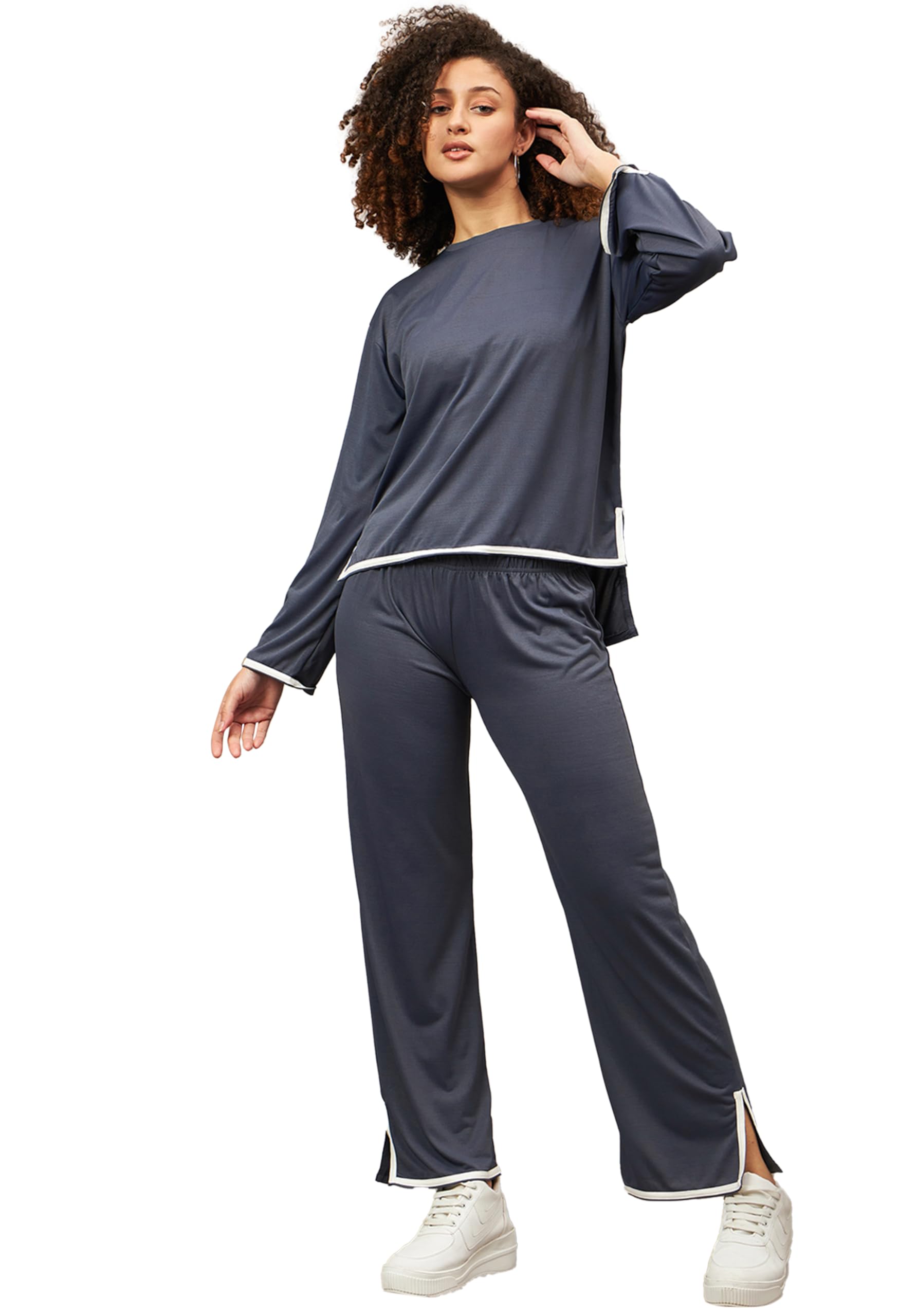 Grey Contrast Piping Co-Ords Set for Women Elegant Two Piece Outfit Minimal Design Smart Casual Coordinated Set with Modern Detailing (AYALLCS7014_ARG_S)-image-28