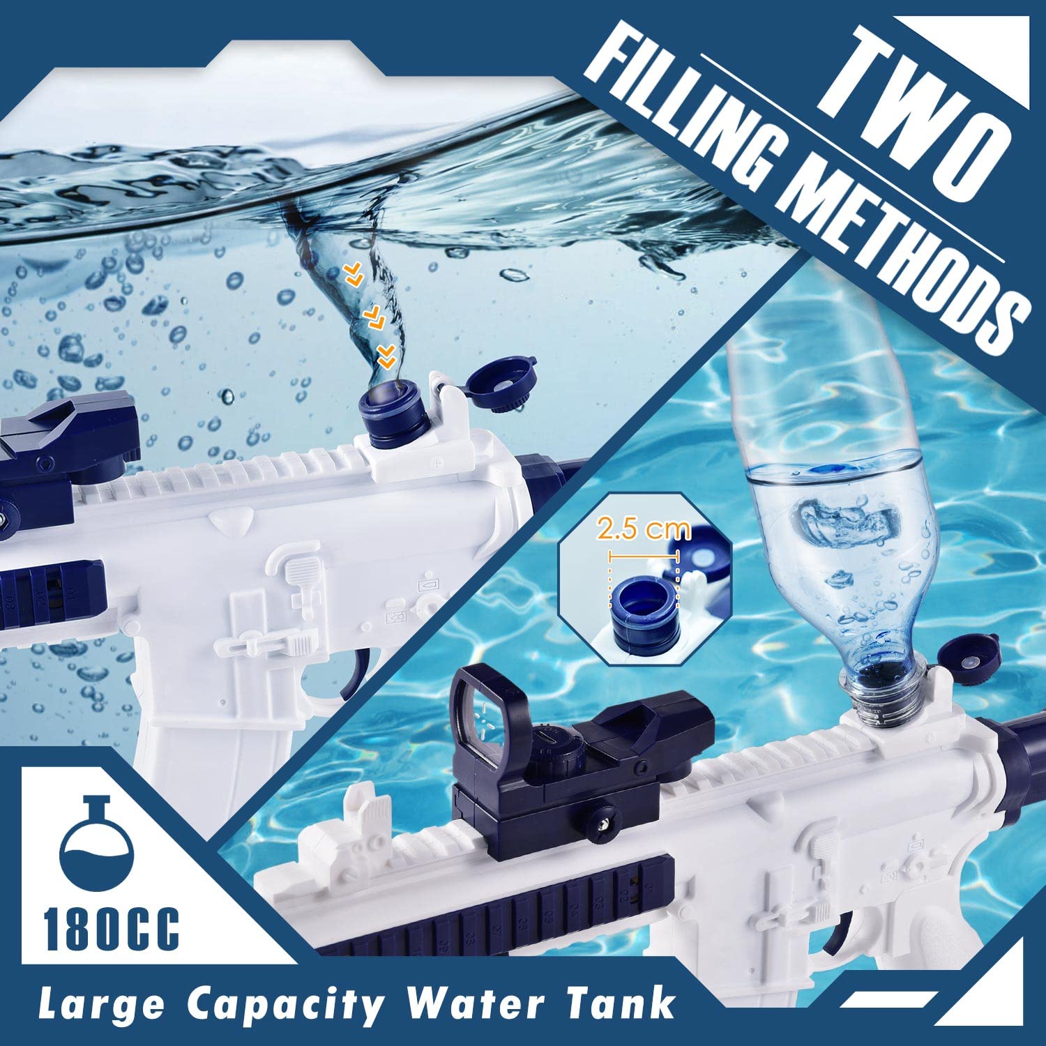 Pistola ad Acqua Elettrica, Pistole Giocattolo ad Acqua 32FT Super potente, Alta Capacità Fucile ad Acqua Elettrico Elettriche Giocattolo per Bambini e Adulti Giardino Piscina Spiaggia (M416)