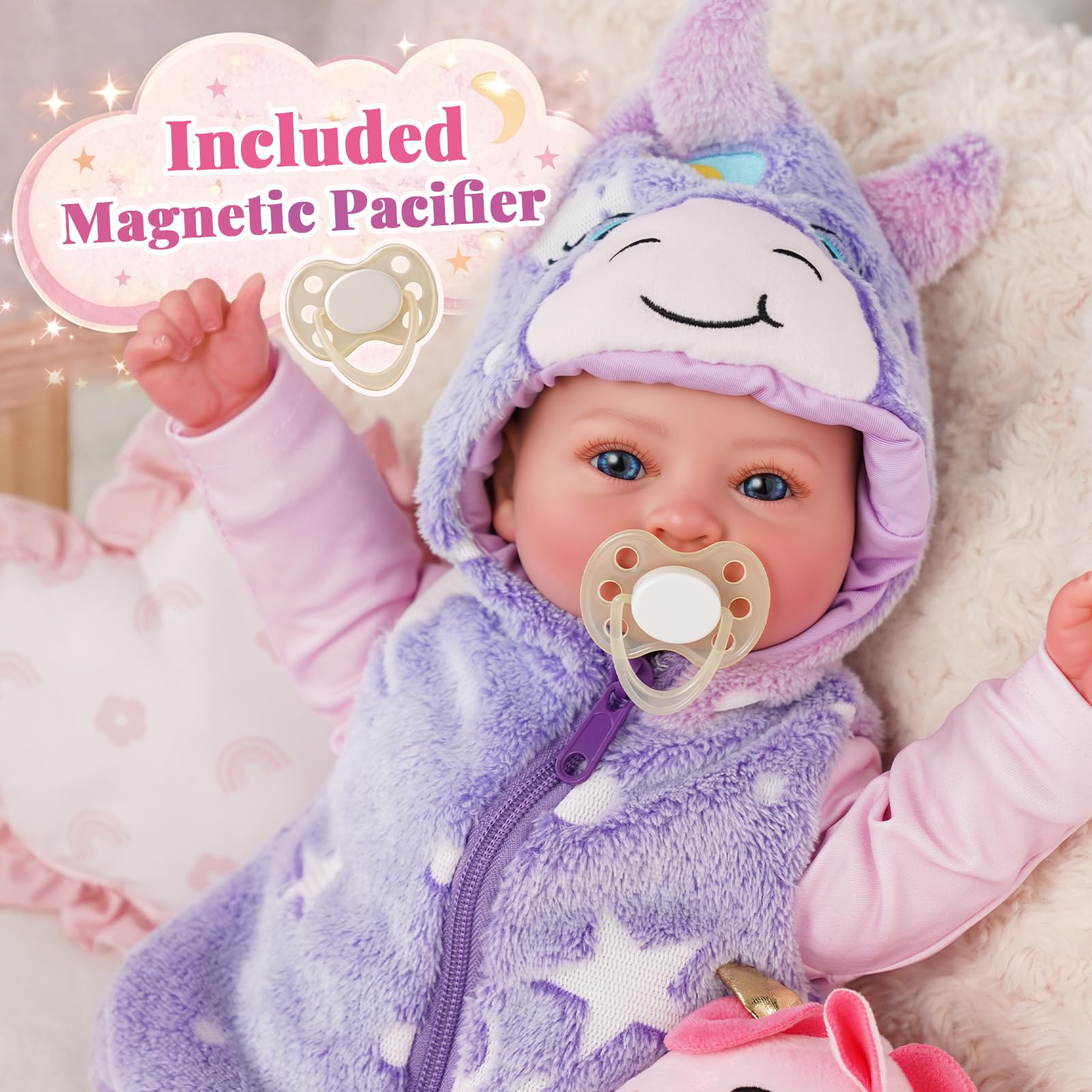 BABESIDE 17 Zoll Puppe Mädchen, Realistische Vinyl Gliedmaßen | Reborn Puppe Realistischer Look, Weich Kuschelig, Bewegliche Gliedmaßen, Zubehör im Set