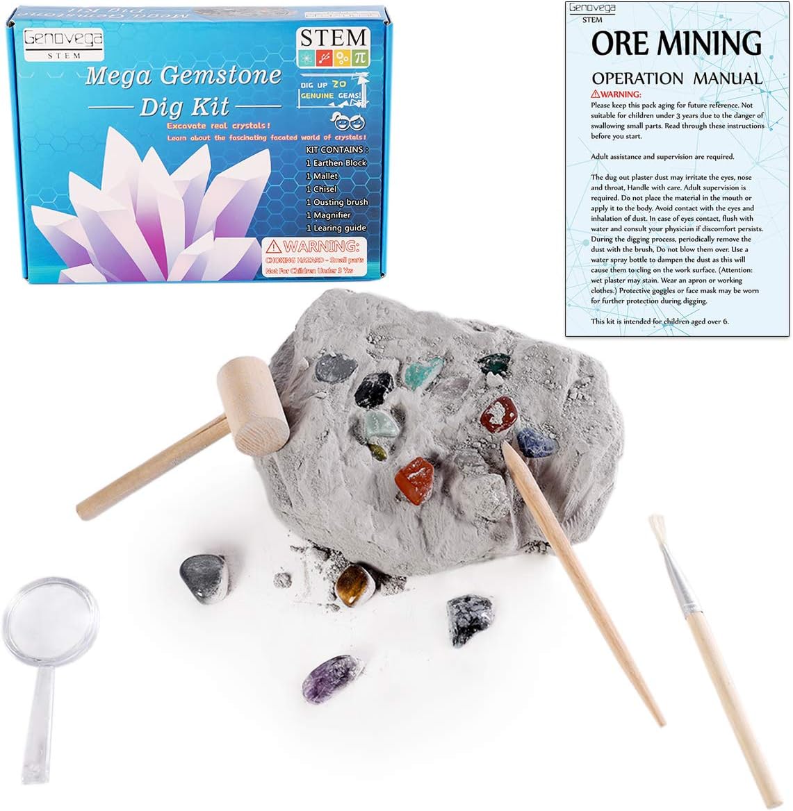 Buy Gemstone Crystal Rock Dig Kit Science Experiments Toy Great Educational Stem Gift Excavate Real Gems Fossils Treasure Geode Age 4 5 6 7 8 9 10 11 12 Year Old For Kids Boys Girls Online In Belgium B04hqmv8