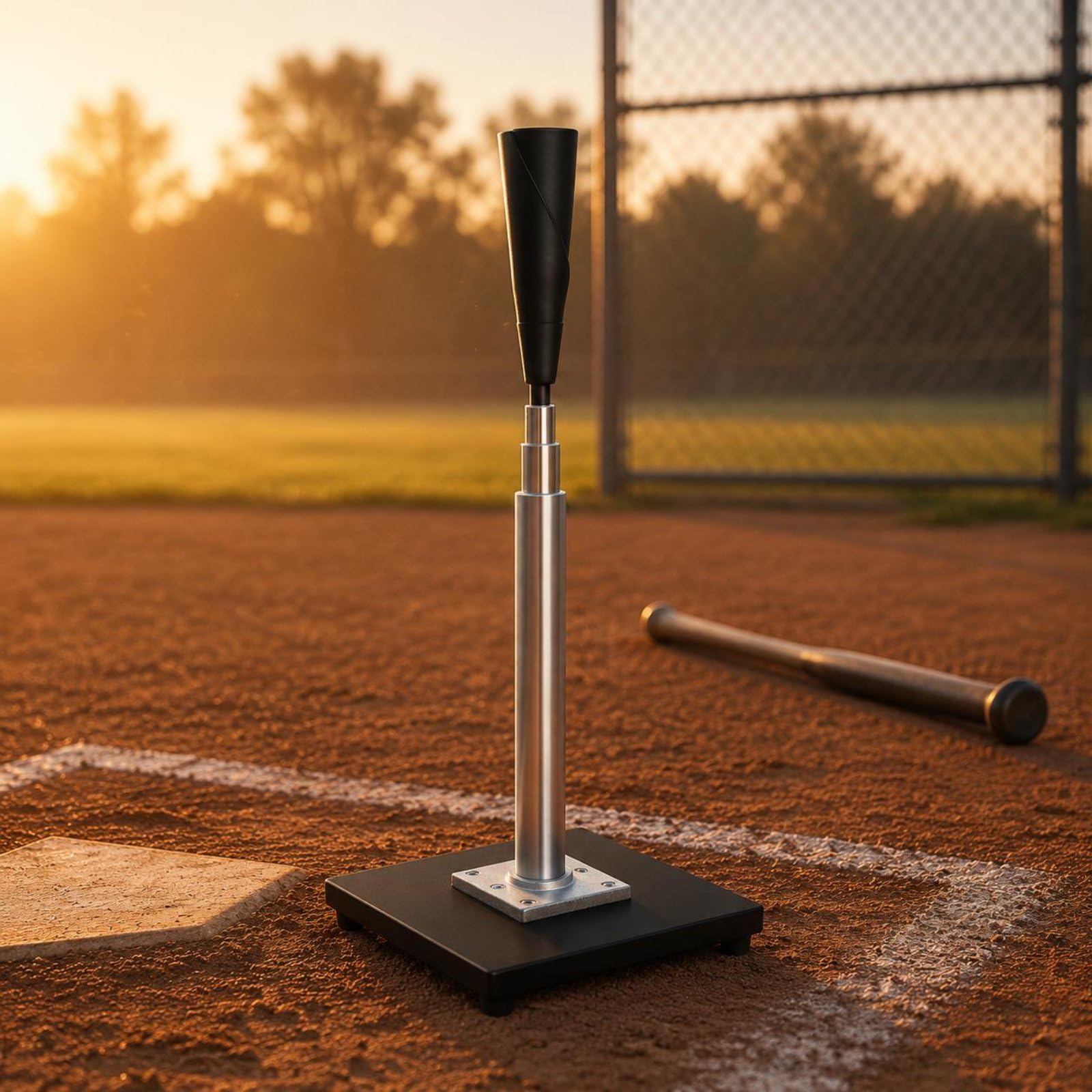 tee de Bateo Ajustable Base Sólida Soporte de Entrenamiento de Béisbol Soporte de Bateo de Softbol Construcción en Aleación de Aluminio Altura