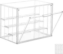 Attelite Vitrine De Acrílico, Atualização De 4 Camadas, Vitrine Transparente Com 3 Divisórias Ajustáveis, Caixa De Armazenamento Grande Empilhável Com Porta Magnética Para Bonecos De Ação Colecionáv