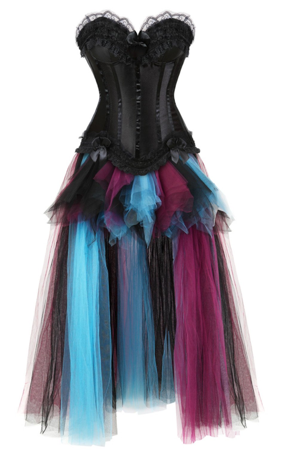 Grebrafan Corset Bustier Gothique et Jupe Longue Tulle