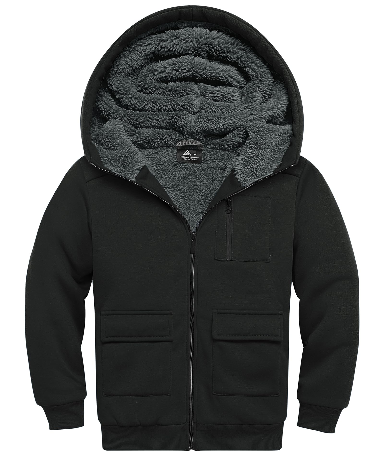 LLdress Veste Polaire Garçon Sweat à Capuche avec Zipper Enfants Hoodie Chaud Causal Hiver Ourdoor Veste d'hiver avec Doublure Hooded Jacket Pullover Automne