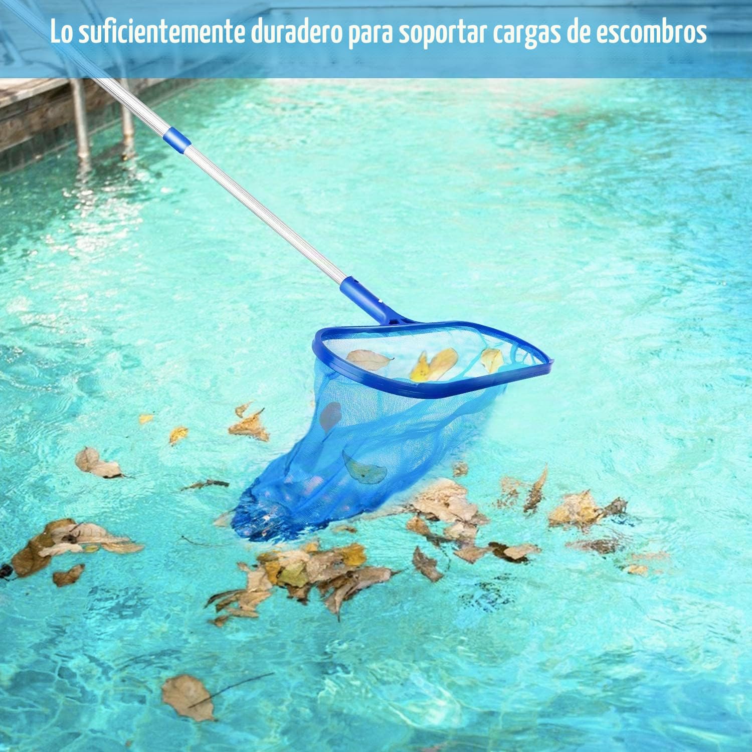 KAHEIGN Tarea Pesada Skimmer De Hojas De Piscina, 130CM Red De Limpieza De Hojas De Piscina Skimmer De Malla Fina Con Rastrillo Telescópico Para Tinas Fuente Estanque Spa Fish Tank