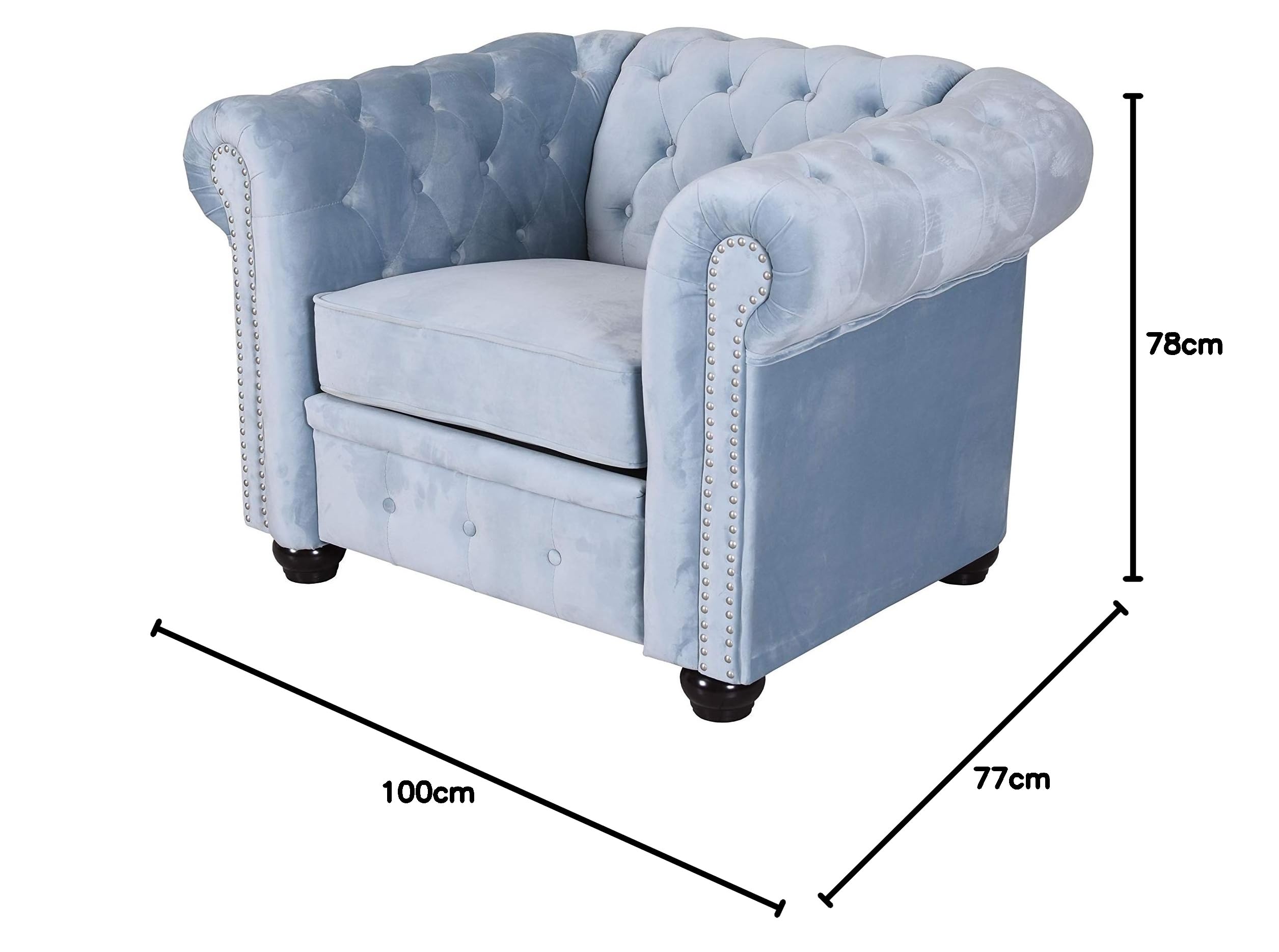 unbekannt Samt Sessel Chesterfield Armlehnsessel Clubsessel gepolster Loungesessel Blau Vintage fha011 Palazzo Exklusiv