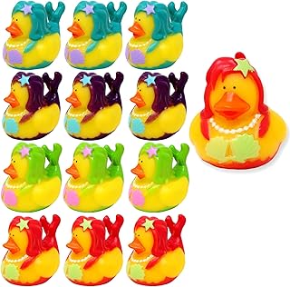 Mermaid Rubber Ducks 12 Mermaid Novelty Rubber Duckies for Mermaid Party Favors Mermaid Birthday Party Supplies Mermaid Baby Shower, Bath toys, Mermaid Goodie Bag Pinata Filler, Character Rubber Ducks