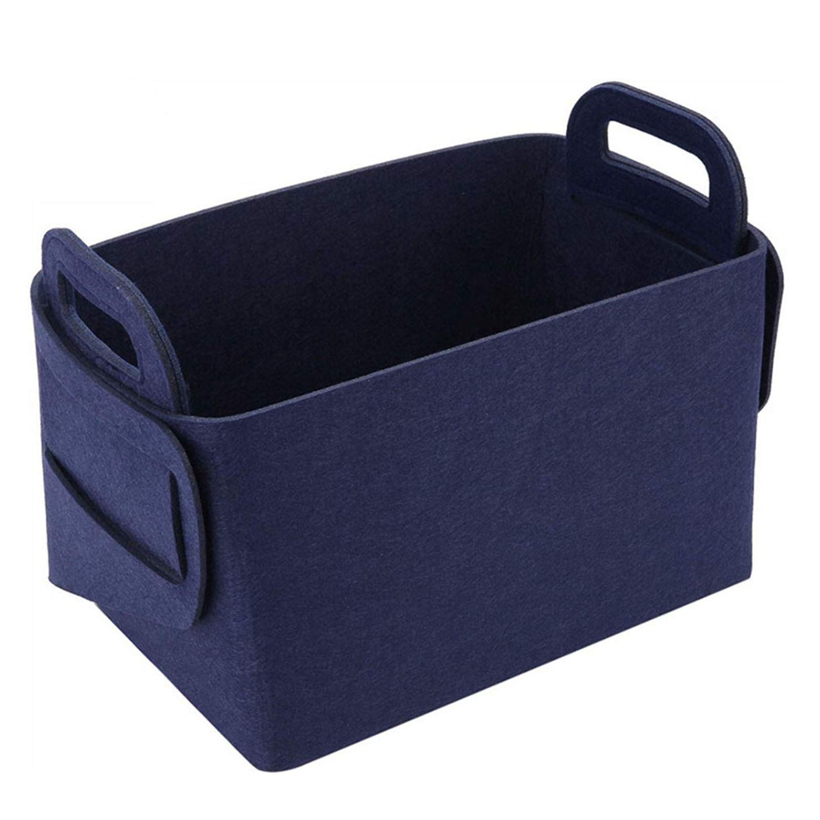 Storage Basket with Handles, Foldable Felt Box Log Carrier Tote Large Fire Wood Bag Fireplace Wood Stove Accessories Storage Bag for Wood, Newspapers, Magazines,Navy,XL