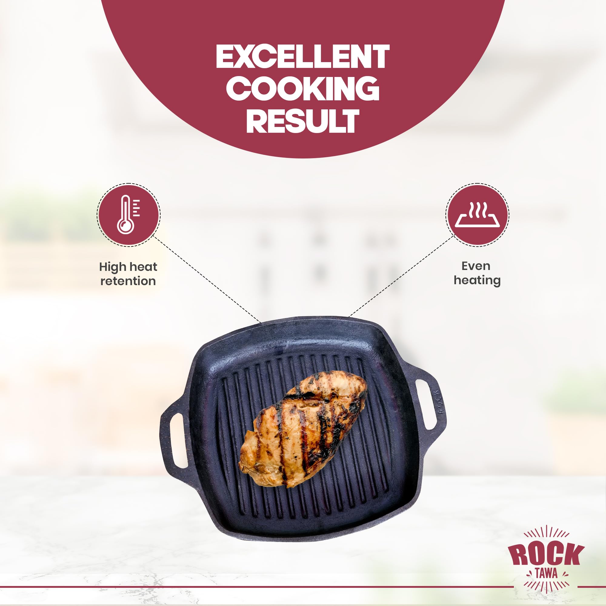 Rock Tawa Induction Base Cast Iron Tawa, 10.5 Inches, Black - Image 6 thumbnail