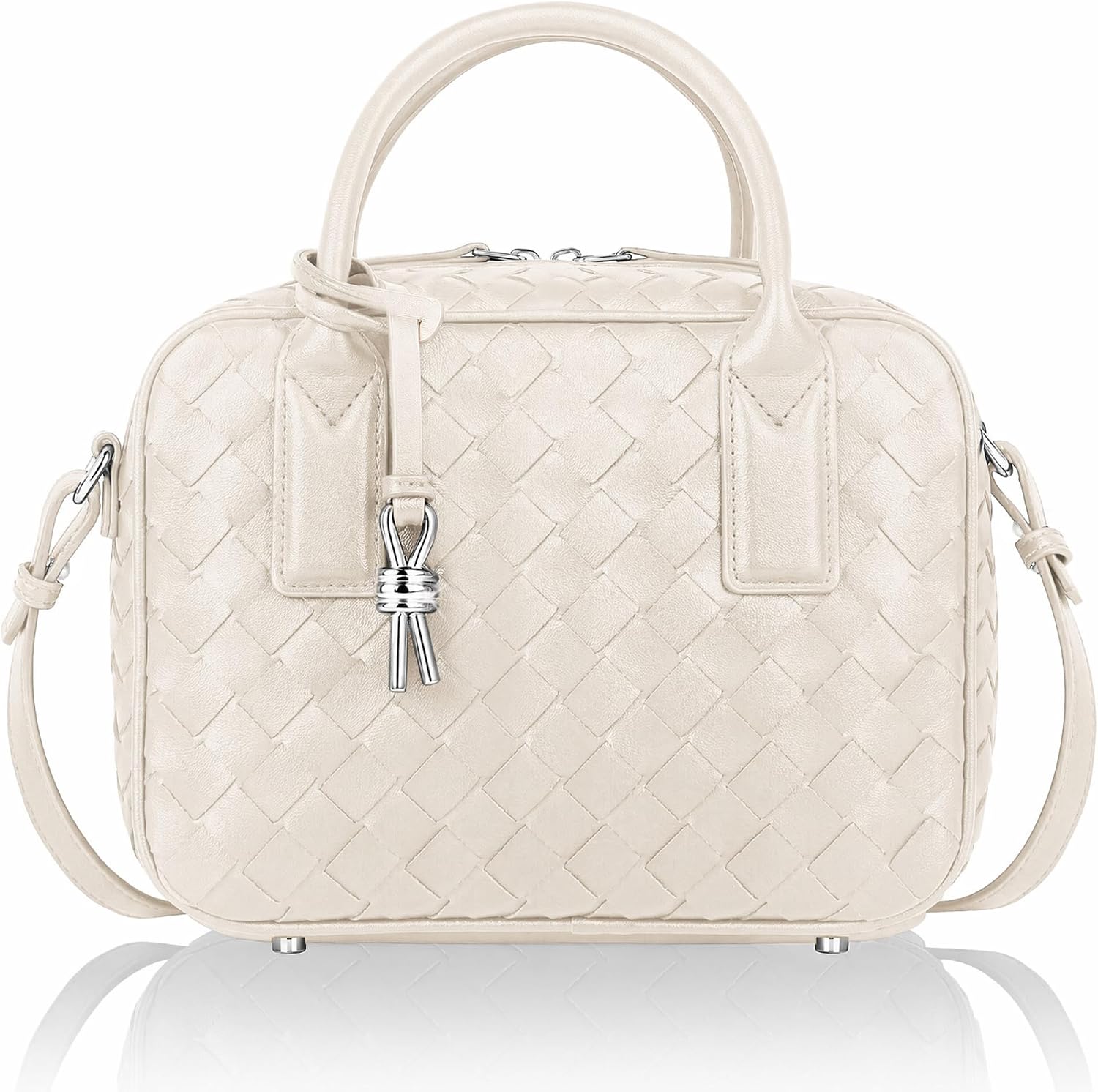 Women's Handmade Woven Top Handle Bag Luxury Crossbody Purse Designer Shoulder Handbag Woven Purse
