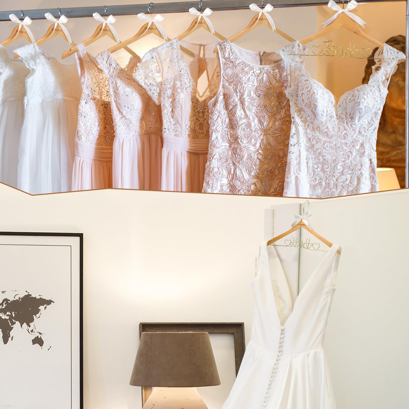 bridesmaid dresses on hangers Bride & Bridesmaid Hanger Set #2 – Bridesmaid Hangers main image 1