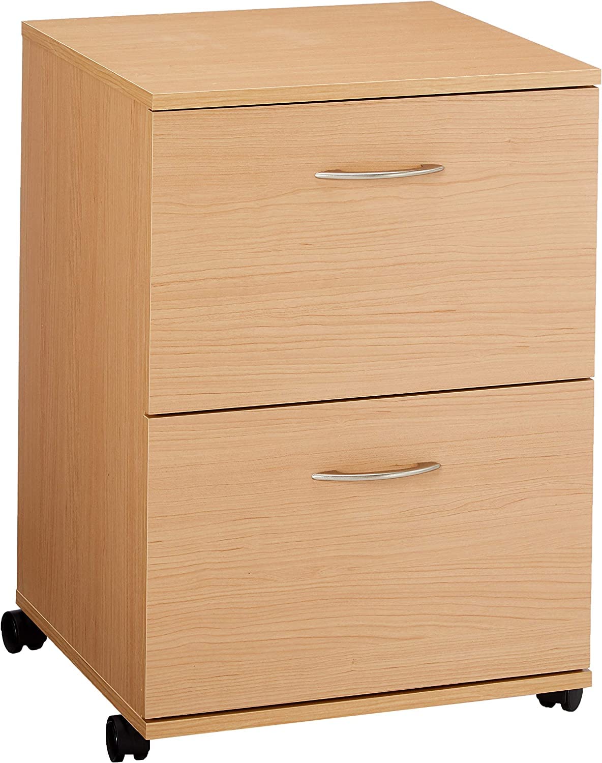 Essentials 2-Drawer Mobile Filing Cabinet from Nexera, Natural Maple