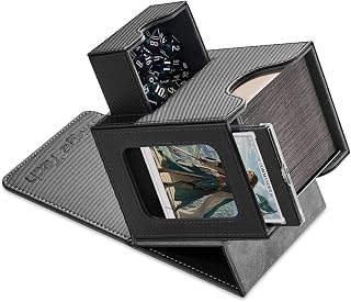 Mage Tech Card Deck Box for MTG Commander - Patented Design, Commander Display, Fits 100 Double-Sleeved Cards, 35pt Card Brick & Dice Tray - Black/Gray