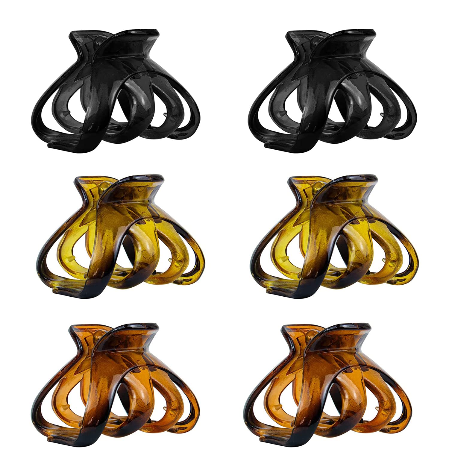 AUEAR, Octopus Clip Jaw Hair Claw Spider Hair Claw Clips Hairpins for Thick Hair (Mixed Color, 6 Pcs, 2.36"x1.57")
