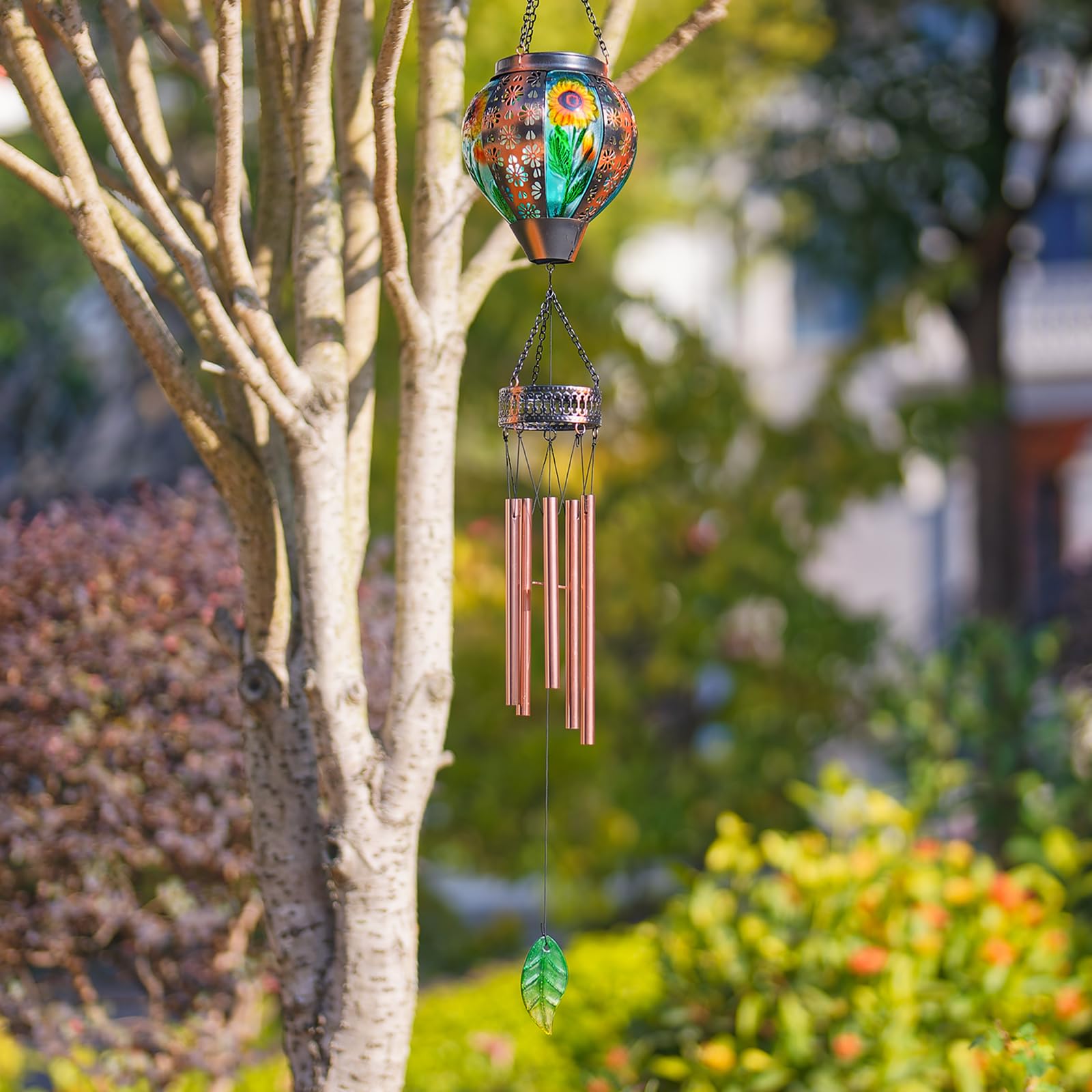 Campanelli a vento solare per esterni, campanello a vento da appendere a girasole, lanterne solari a LED, campanelli a vento commemorativi per mamma donna, campanello a vento da esterno tono