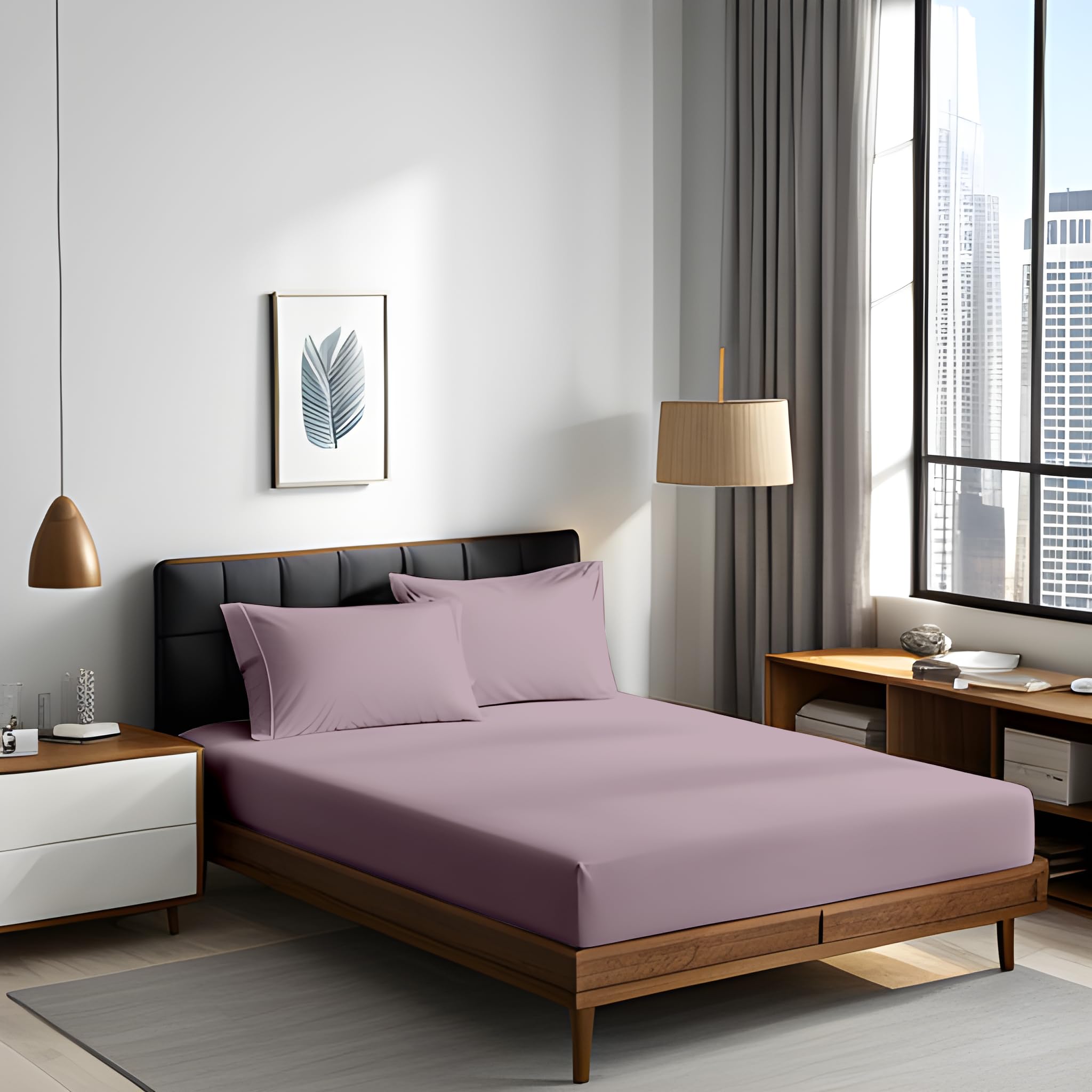 bien LIVING Fitted Sheet for Single Bed, 100% Cotton 200 TC, N9 Pure Silver Finish - Antibacterial, Size : 60" x 78" x 8