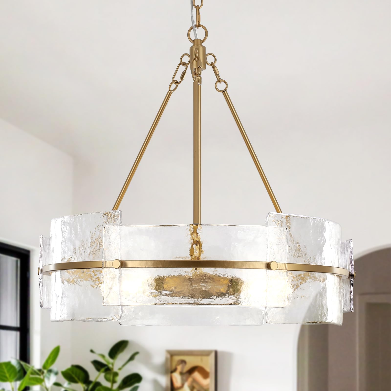 Photo 1 of *** STOCK PHOTO SIMILAR NOT EXACT*** SILVER ZLNIDJIA 22" Modern Chandelier, Brushed Nickel Glass Chandelier, Large Round Chandelier for Dining Room, Foyer, Bedroom, Hallway, Entryway