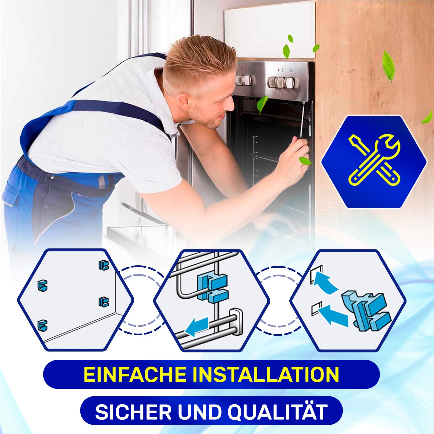 MONTERAL Kit 8 Stück Backofen Schienen Befestigungs Links Rechts für Bosch Siemens Neff