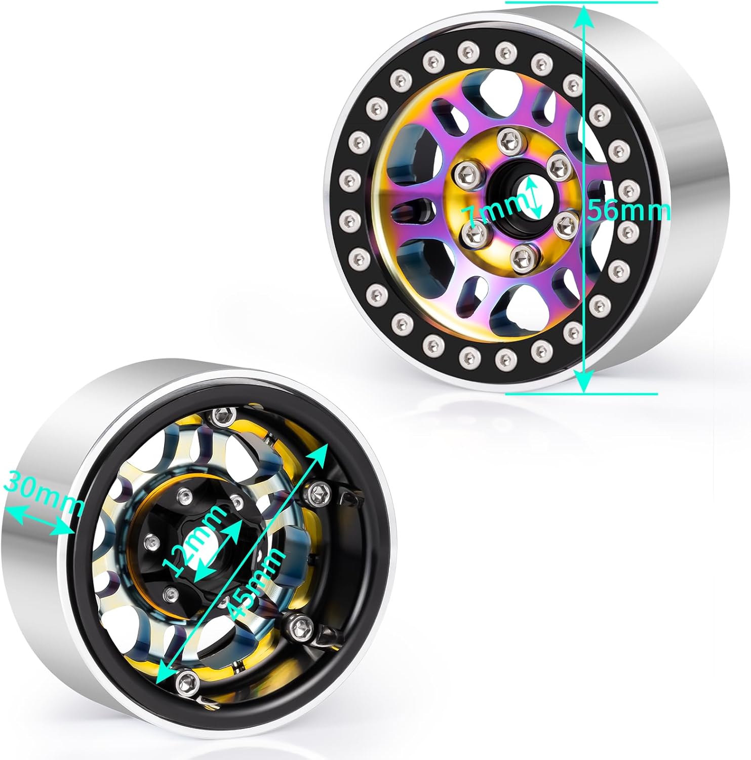 RCLIONS 4PCS 1.9" Beadlock Wheels Aluminum Rims Upgrades for Axial SCX10 I II III AXI90046 TRX4 TRX6 Gen7 Gen8 1/10 RC Crawler Car Accessories Parts