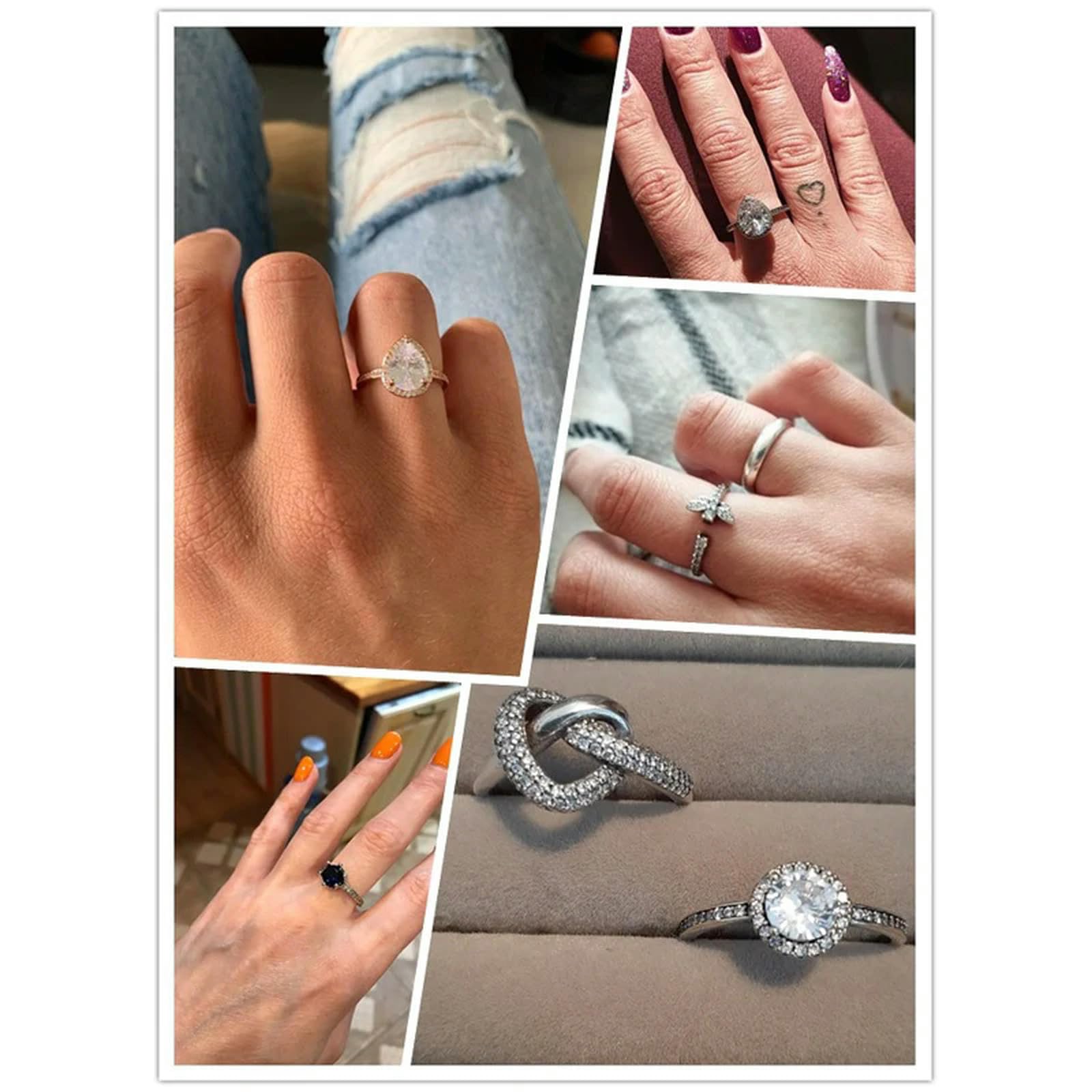925 anillos de plata esterlina para mujer, corona Original, corazón, espoleta, compromiso, boda, anillo de cristal de oro rosa, joyería de lujo