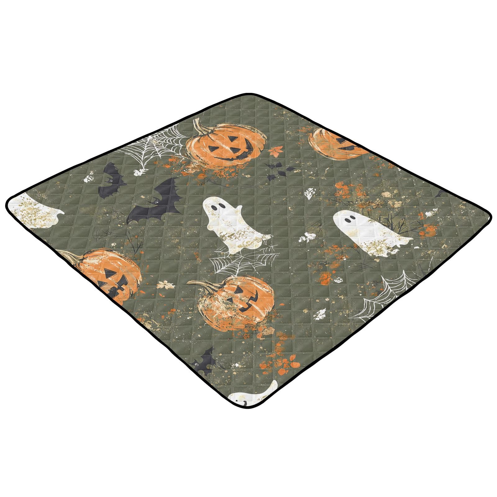 BOESI Ghost and Halloween Pumpkin Baby Play Mat, 50“ X 50” Washable Folding Crawling Mat, Baby Floor Mat, Soft, Non-Slip