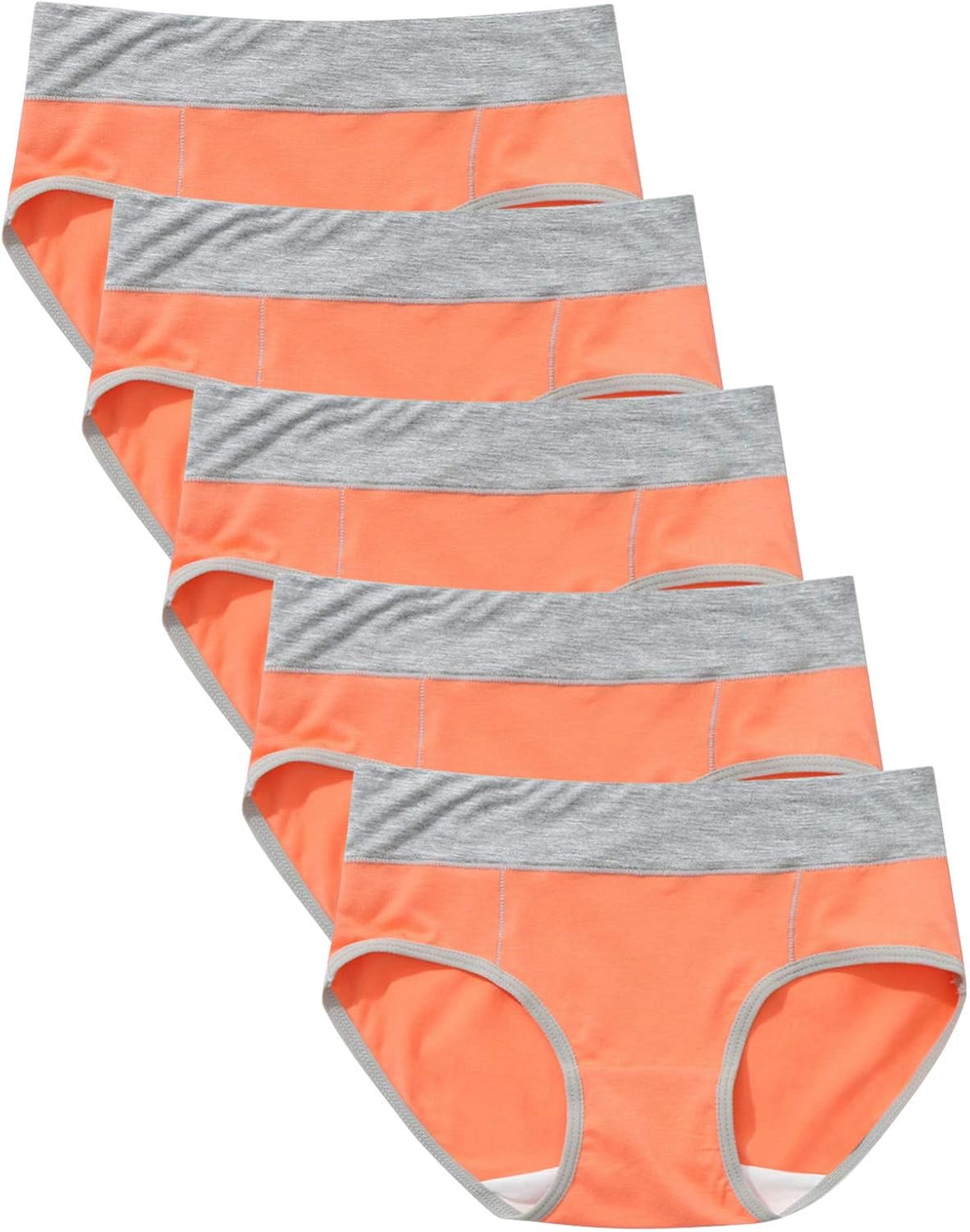 YZHM 5 PC High Waist Solid Color Underpants for Womens Patchwork Briefs