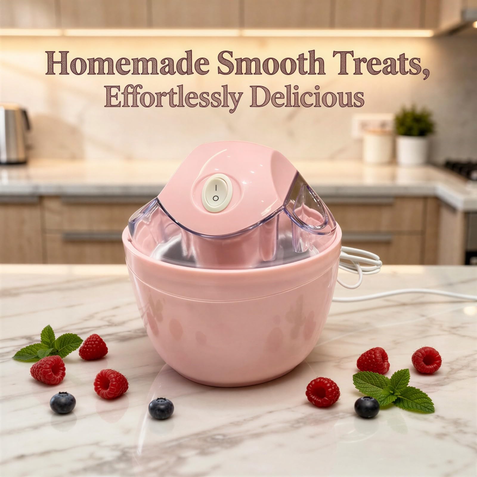 Máquina automática de helados, rosa, 500 ml, 5.6 x 6.5 pulgadas, mini máquina de servir suave, máquina eléctrica personal de postre congelado para golosinas saludables, certificado UL GS S-JET 3C