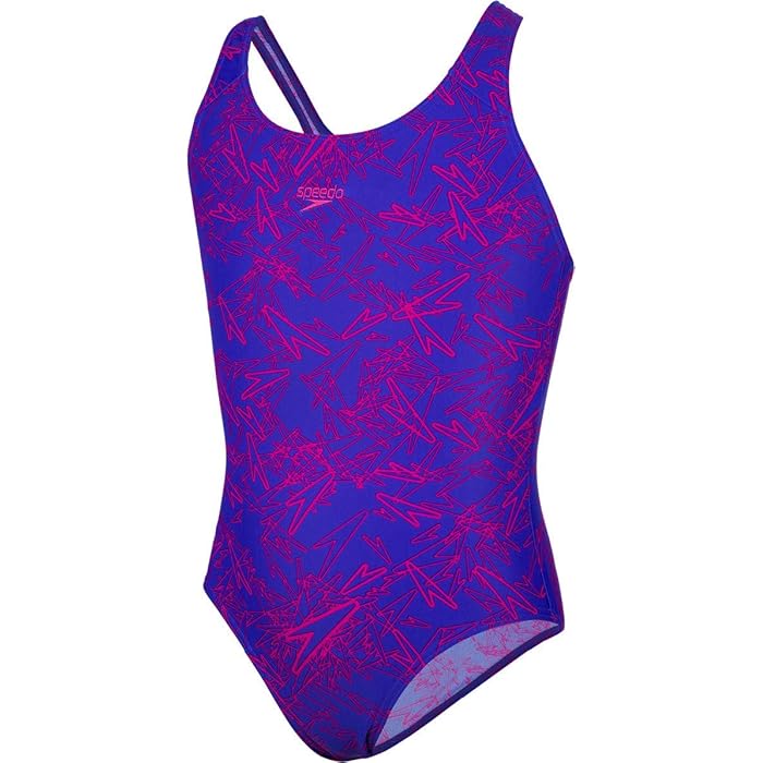 Buy Speedo Girls' Boom Allover Splashback Swimsuit, Chroma Blue
