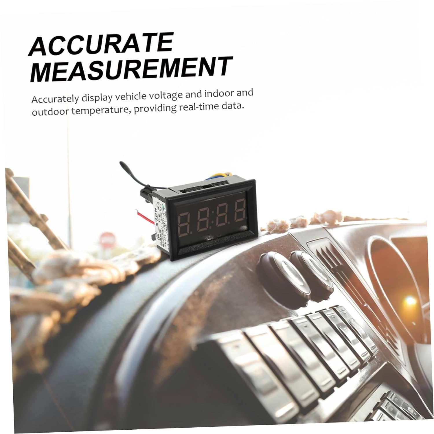 BESTOYARD 3-in-1 Car Digital Clock Thermometer LED Display Automotive Dashboard Gauge Night Light Vehicle Temperature Monitor for Cars