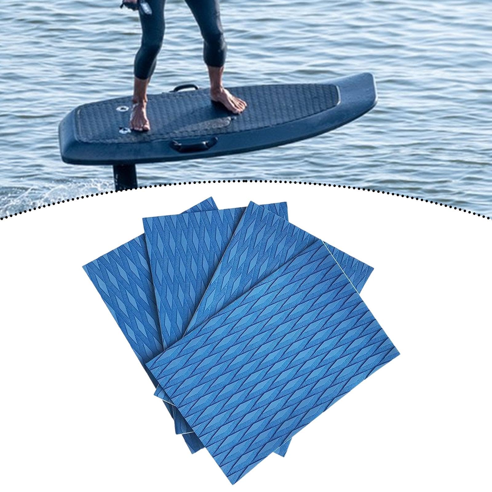 Menolana 4 Pieces Surfboard Traction Pad Deck Grip Pad, Anti Slip Deck Pad, Boat Decking Sheet for Longboard, Skimboard Pool Step, Dark Blue