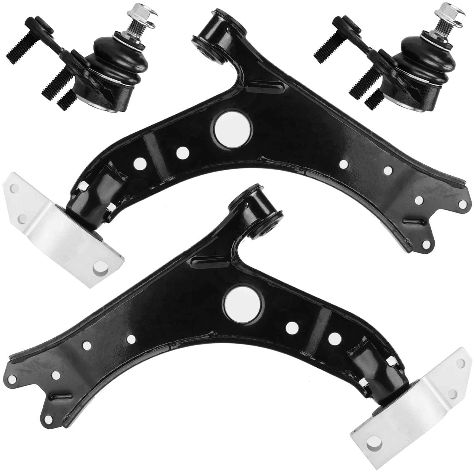 4Pcs Front Lower Control Arm with ball joint for Audi A3 Quattro 2006-2013, for Volkswagen Jetta 06-14, Eos 07-16, Golf 10-14, GTI 07-14, R32 2008, Rabbit 06-09 Suspension Kit K620141 K620143