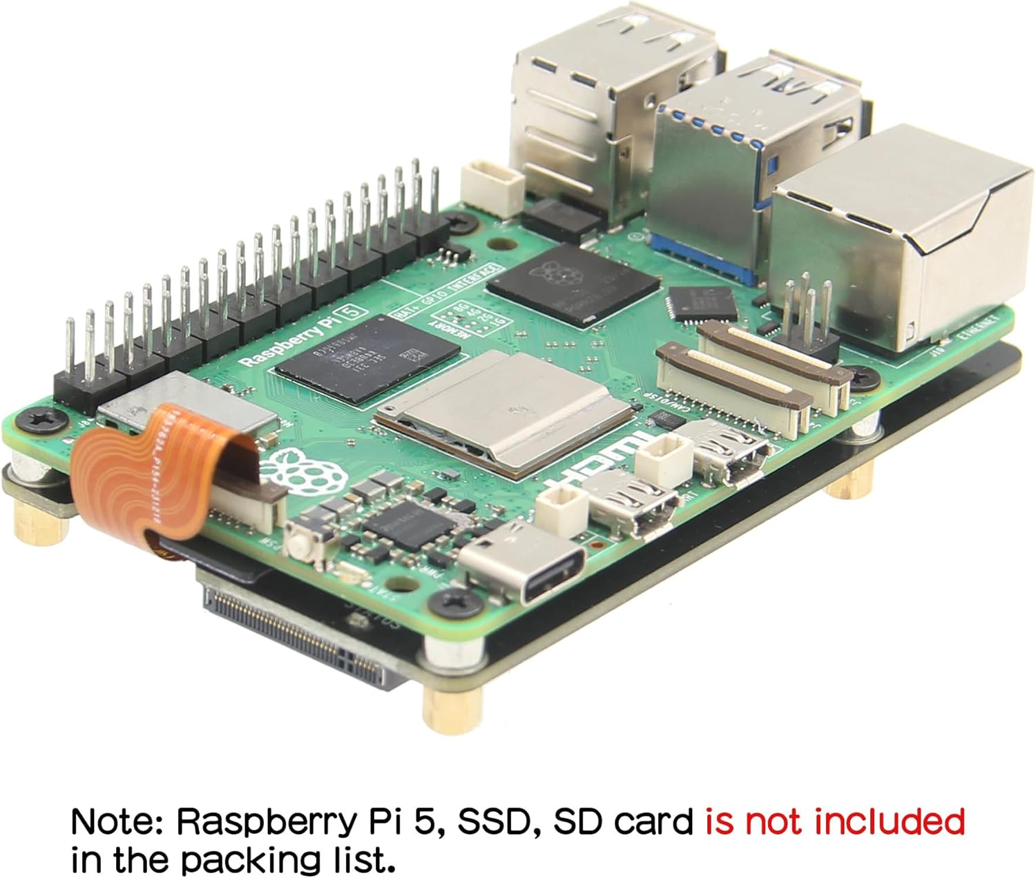 Geekworm X1002 PCIe to M.2 HAT NVMe SSD PIP PCIe Peripheral Bottom Board+Active Cooler H505 for Raspberry Pi 5