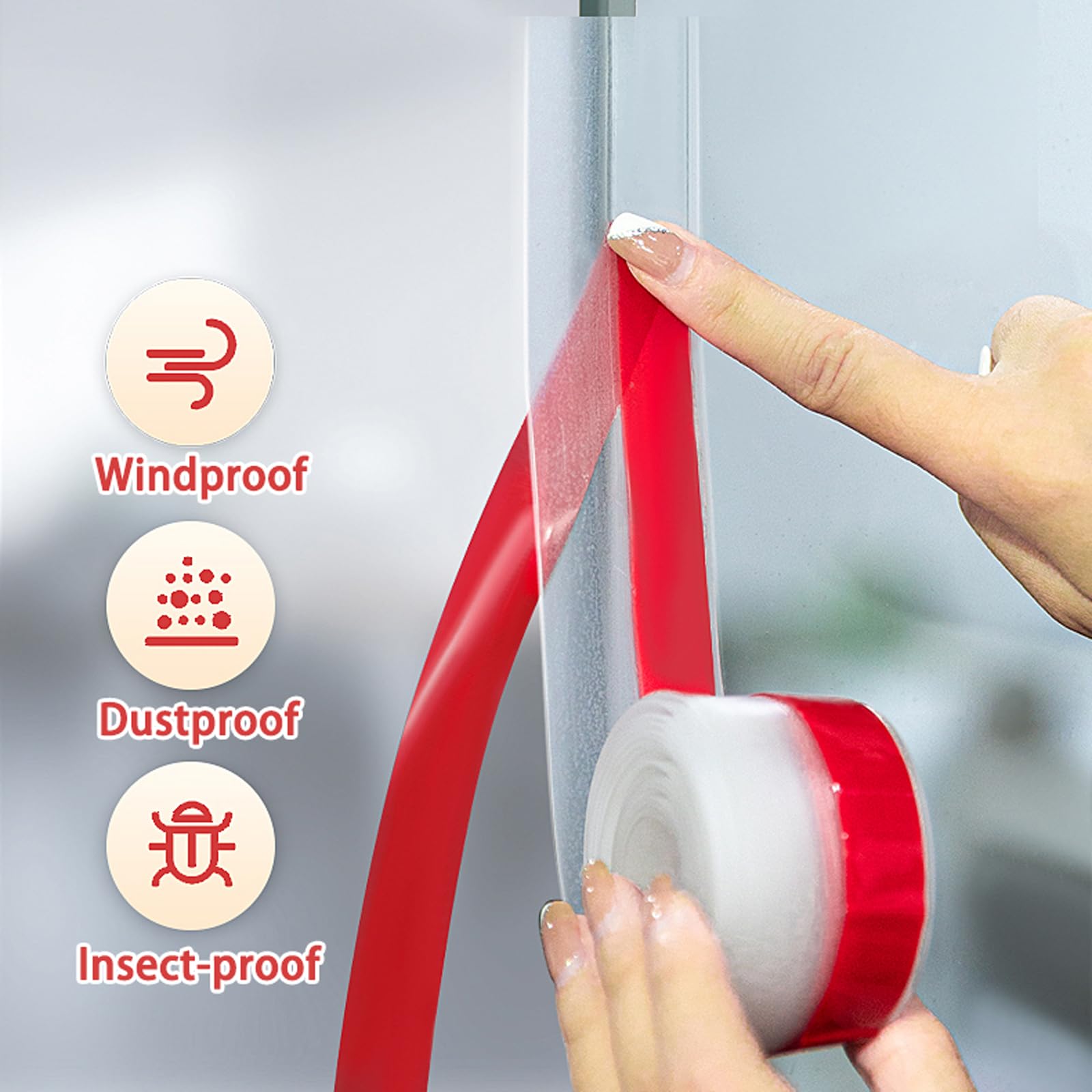 Joint d'étanchéité en Silicone résistant aux intempéries pour fenêtres - Multicolore, 4,6 cm x 3 m - Économies d'énergie, Coupe-Courant d'air, Compatible avec la Maison, Le Bureau et Plus en