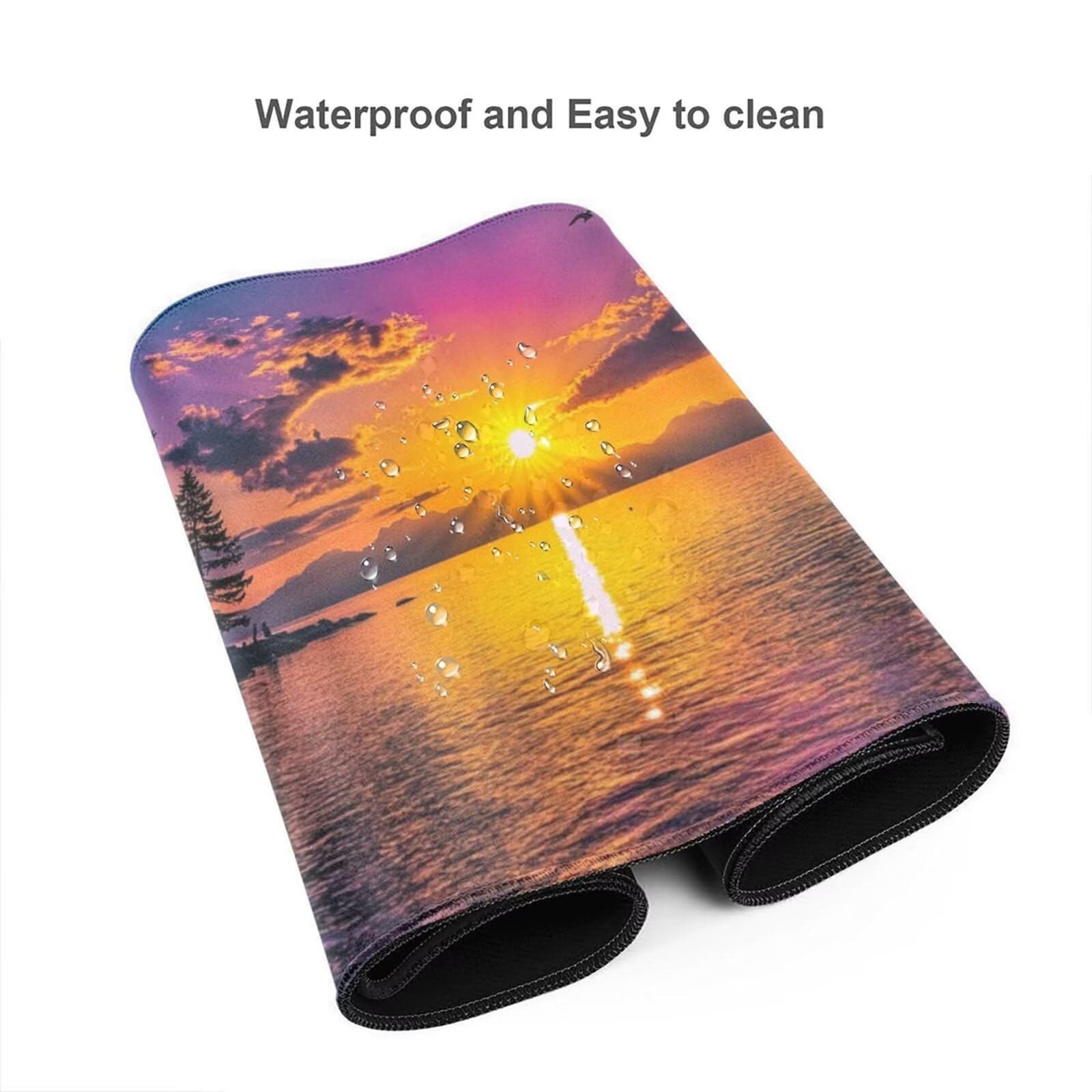 Alfombrilla Ratón Mar Alfombrilla Ratón XXL 1600 x 800 mm, Puesta de Sol Mouse Pad Gaming con Bordes Cosidos, Impermeable Mousepad XXL Base de Goma Antideslizante Duradera, Mouse Pad para Oficina Q208