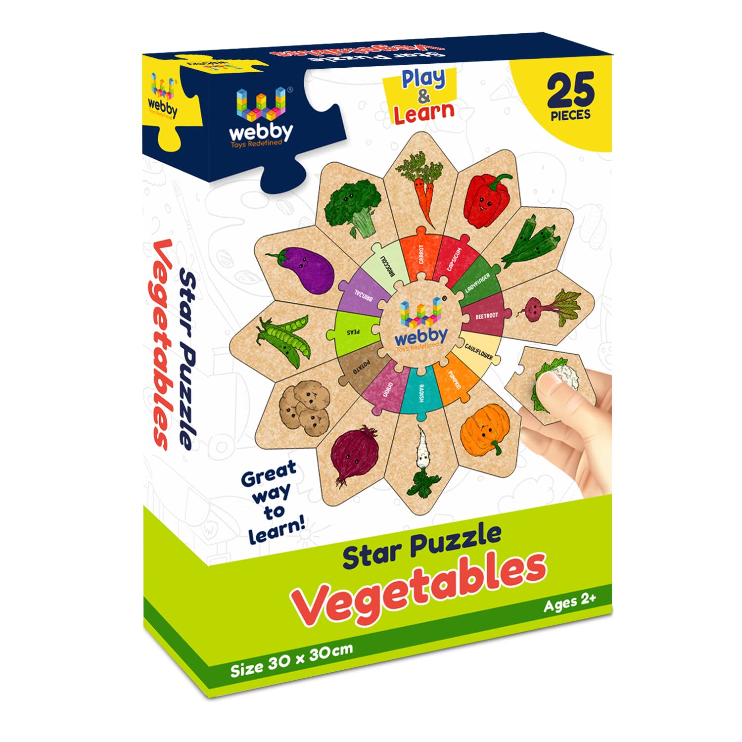 Webby Vegetables - Star Jigsaw Puzzle, Montessori Early Educational Pre School Puzzle Toy for 2+ Years Kid (25 Pcs) (B09WVT4N1X) Amazon Price History, Amazon Price Tracker