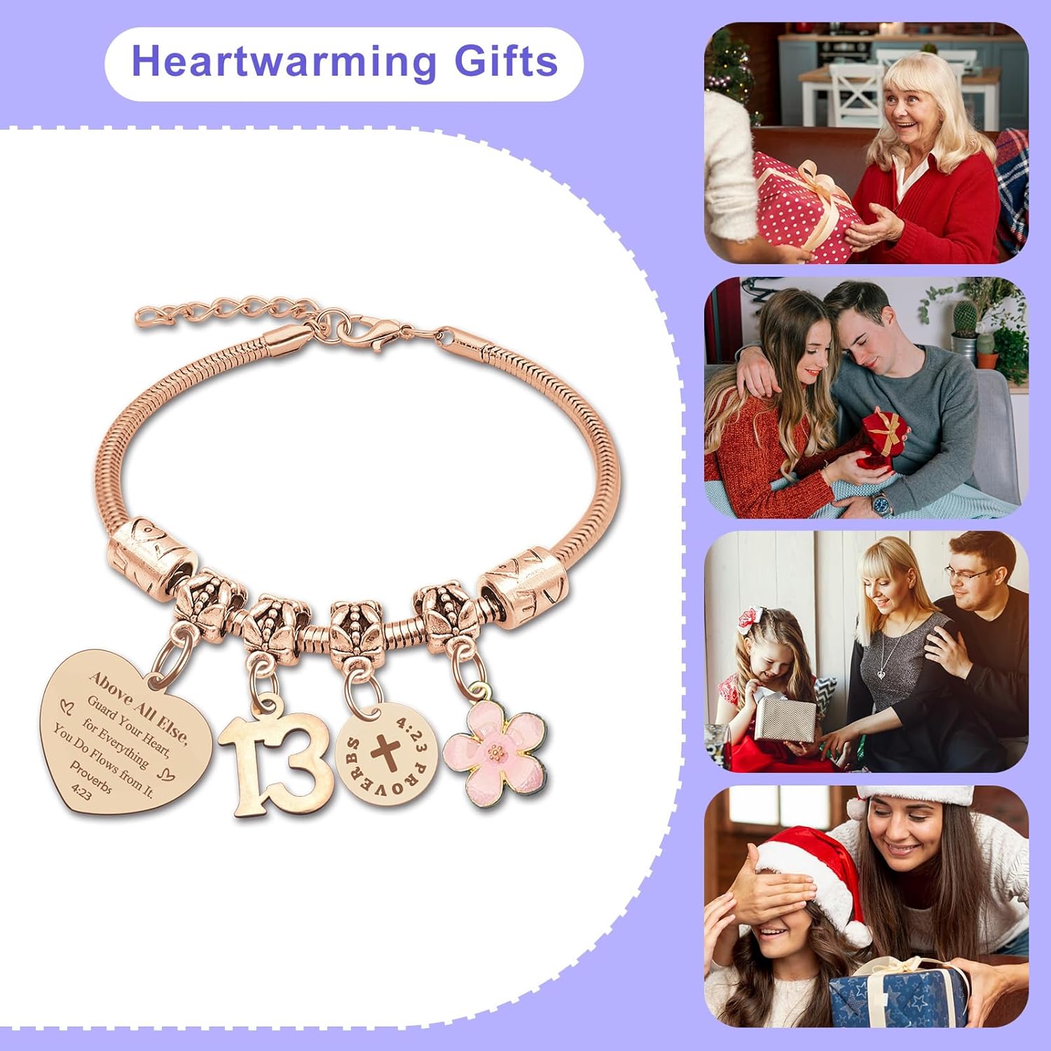 DlaeKua 15th 13th 16th Birthday Gifts for Girl Stainless Steel Bracelet for Women Daughter Granddaughter Niece Sisters 15th Birthday Gift Bracelets Inspirational Gifts Bible Verse 15 13 16 Years Old - Image 5