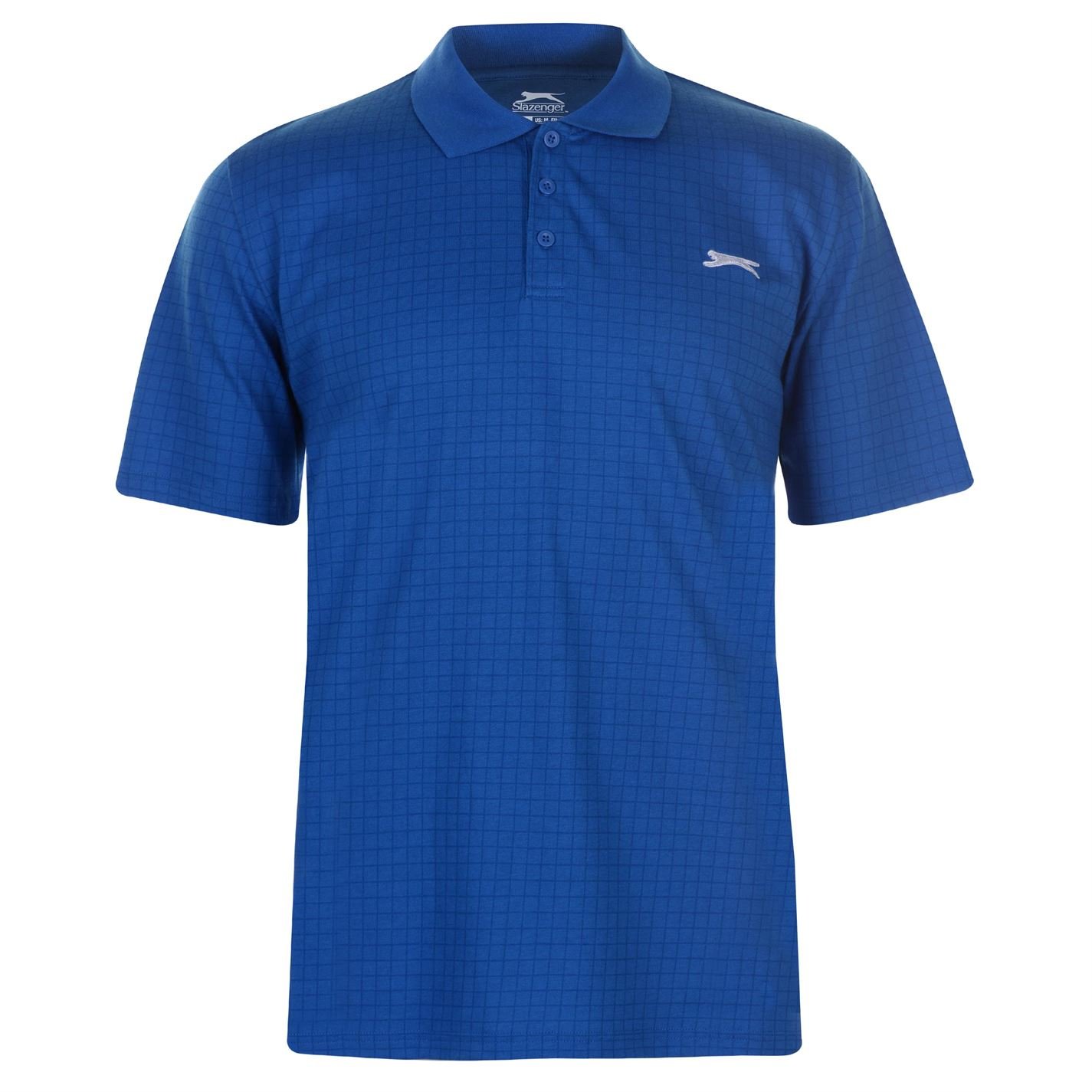 Slazenger Mens Check Golf Polo Shirt Blue XXL