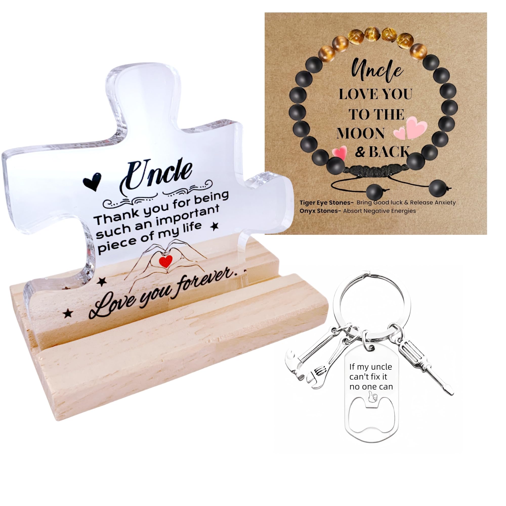 Woshidefa Uncle Birthday Gift - Best Presents From Niece Nephew, Puzzle Piece Acrylic Plaque