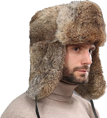 Trapper Hat Russian Trooper Hat Winter Skiing Hat Ushanka Bomber Hat Windproof Warm Hunting Hat Faux Fur Earflaps Cap Unisex Brown