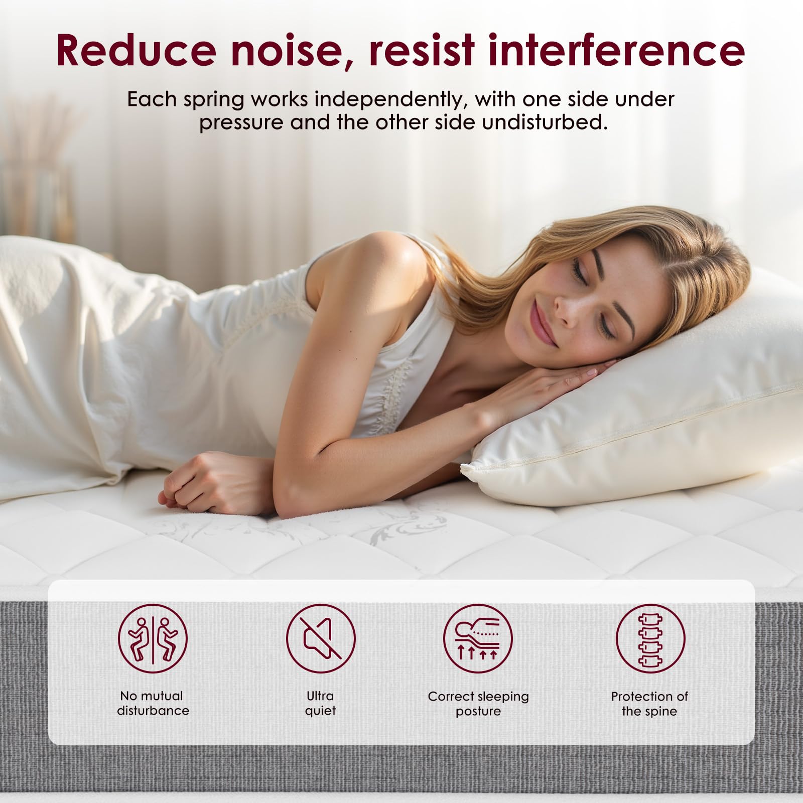Colchon 140x200 – Altura: 25 cm – Espuma viscoelástica – Soporte de 7 Zonas – Tejido Transpirable – Firmeza Media – Diseño ergonómico – Colchón de muelles ensacados – Certificado Oeko-Tex