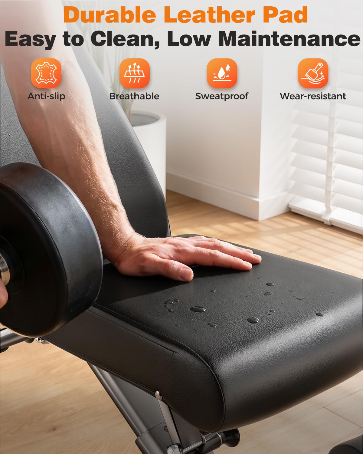 Foldable Workout Bench, 90° to -30° FID Weight Bench for Home Gym | Backrest, Seat, Leg Bar Adjustable, MAX 1000 LBS, 8-Pos Backrest, 3-Pos Seat, 4-Level Leg Support, 19.4" Extended Base Stable
