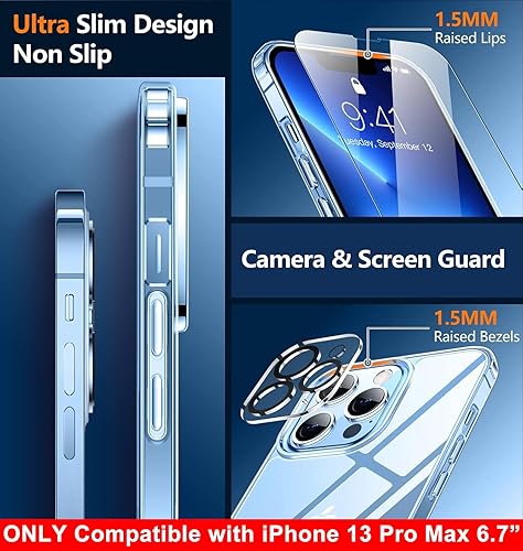 Miniatura 5 de SPIDERCASE Compatible con iPhone 13 Pro Max, [transparente no amarillento], funda delgada para teléfono solo para iPhone 13 Pro Max de 6.7 pulgadas,