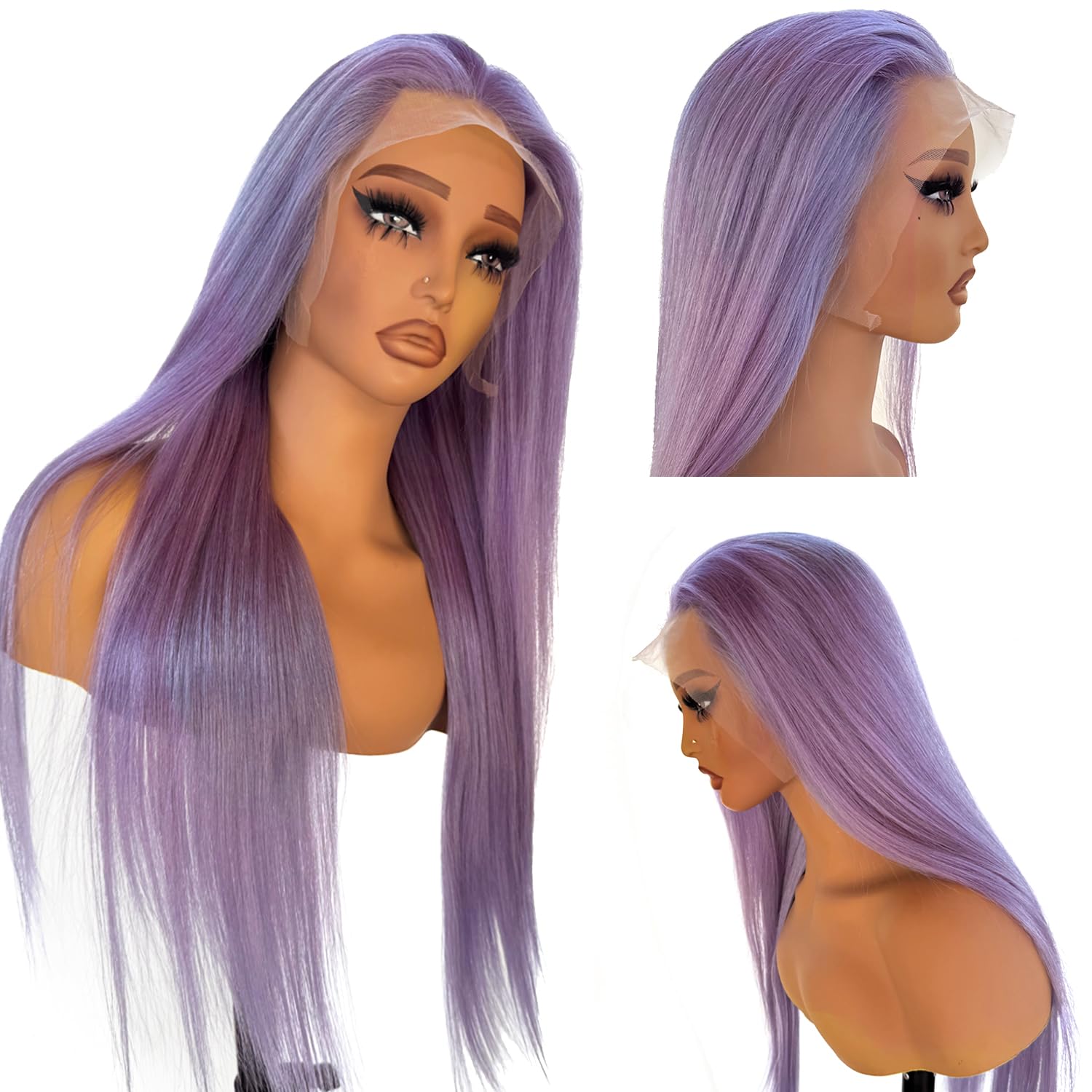 Amazon.com : Lilac Purple Lace Front Wigs Human Hair, 34 