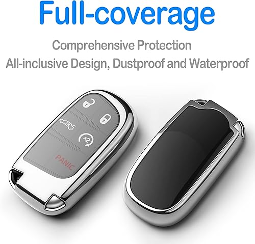 Miniatura 3 de Autophone Compatible con funda para llavero Jeep con llavero de cuero, funda de protección de TPU suave para llave inteligente Dodge Charger