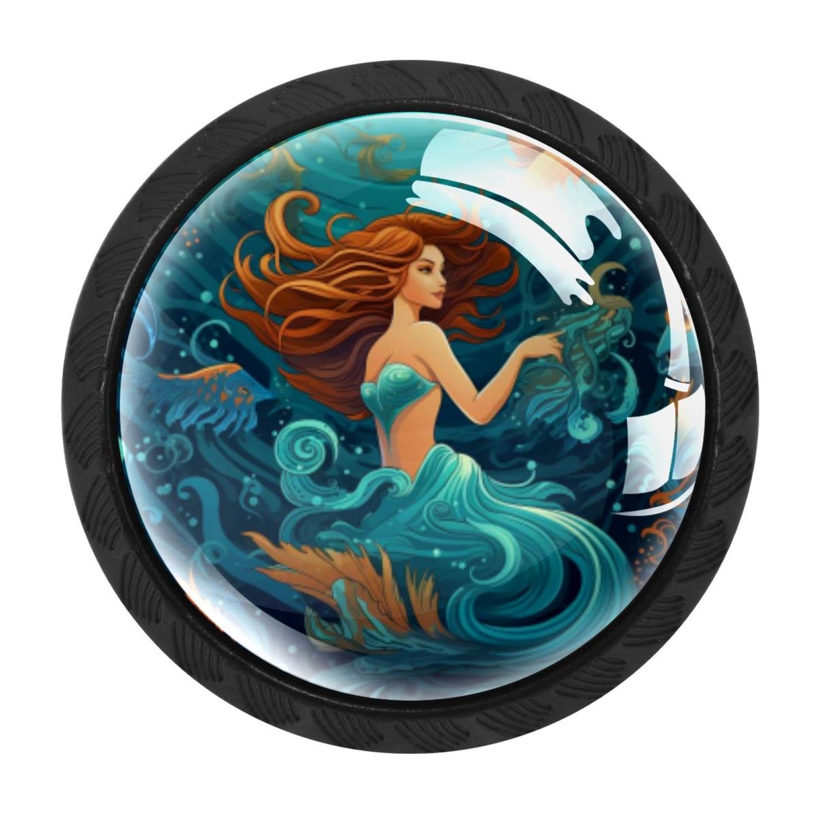 Chenzzzz Multicolored 18 4 Pieces Mermaid Drawer Knobs, 35Mm Black Cabinet Knobs, Drawer Pulls And Knobs, Dresser Drawer Knobs, Cabinet Hardware Kitchen Cabinet Knobs